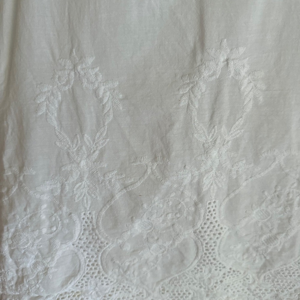 Solitaire White Tank Top 100% Cotton Embroidered Eyelet Cottagecore Beach XL - Picture 2 of 5